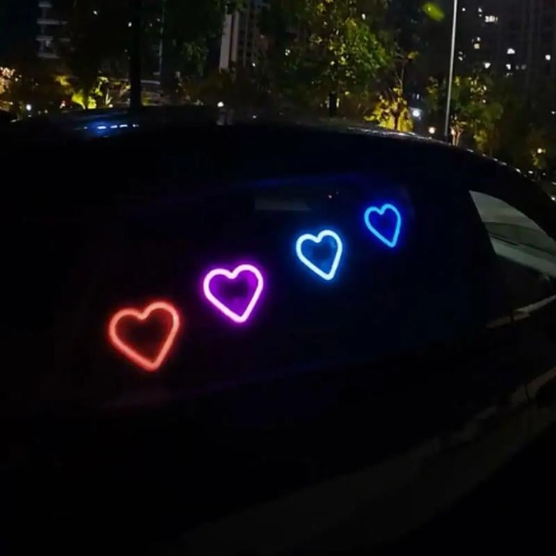 Solar Powered Wireless LED Heart C-Pillar Neon Light