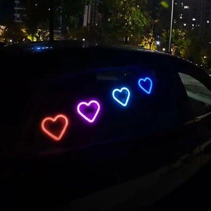Solar Powered Wireless LED Heart C-Pillar Neon Light