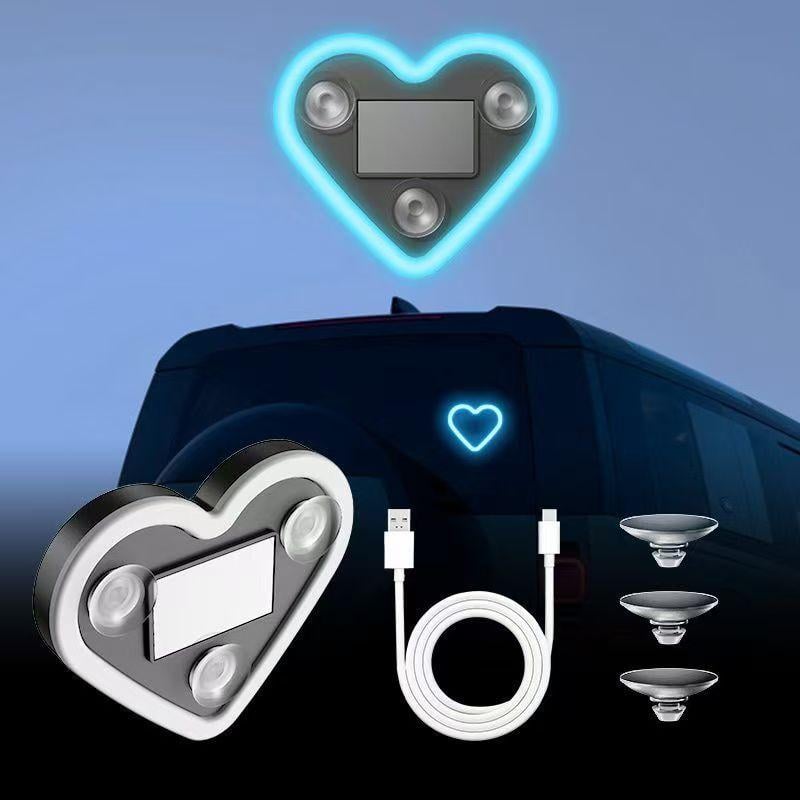 Solar Powered Wireless LED Heart C-Pillar Neon Light