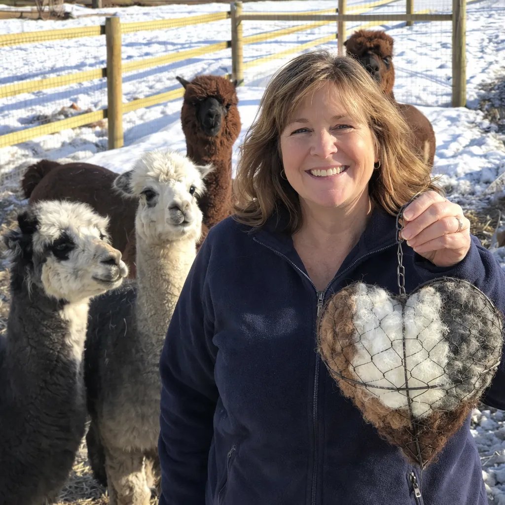 🕊️ Handmade Alpaca Fiber Bird Nesting Heart