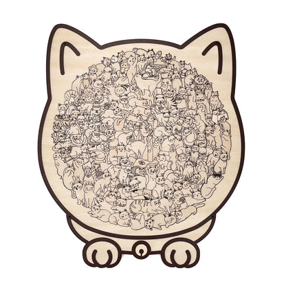 🎁Christmas Sale 49% OFF🎅135-Piece Morandi-Colored Cat Shaped Wooden Jigsaw Puzzle