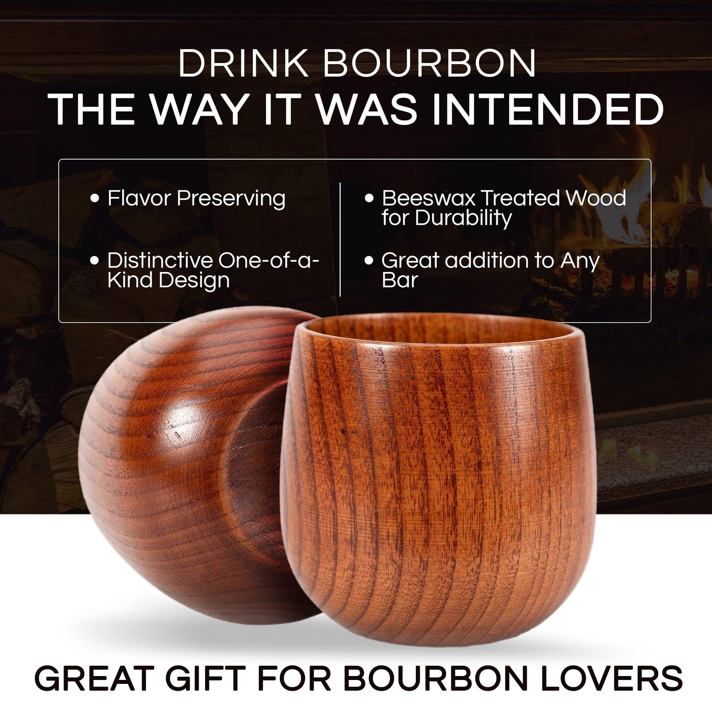 🔥2025 Hot Sale🔥Handmade and Charred Drinking Vessel -Original Wooden Bourbon Drinking Cup