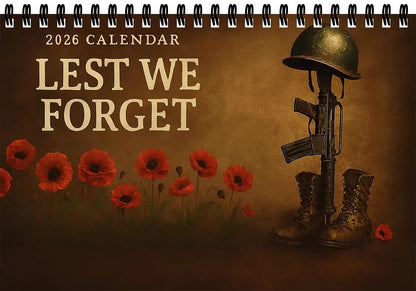 📅 Lest We Forget 2026 Memorial Wall Calendar - A Calendar for Peace and Reflection