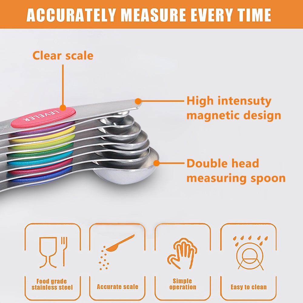 🎄 45% Off! Stainless Steel Magnetic Measuring Spoons – Perfect for Christmas! 🎁