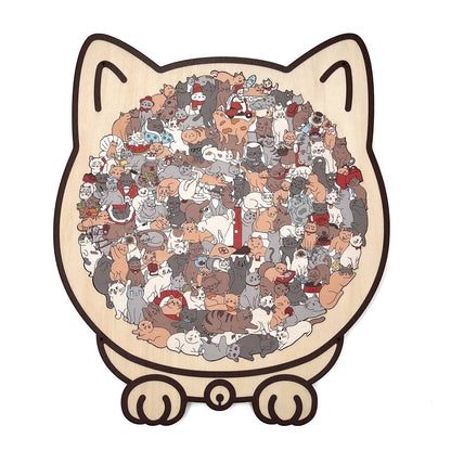 🎁Christmas Sale 49% OFF🎅135-Piece Morandi-Colored Cat Shaped Wooden Jigsaw Puzzle