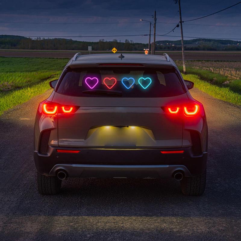 Solar Powered Wireless LED Heart C-Pillar Neon Light
