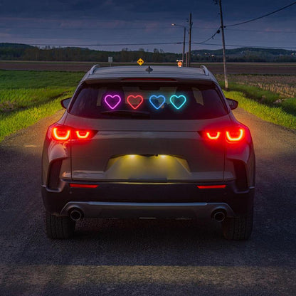 Solar Powered Wireless LED Heart C-Pillar Neon Light
