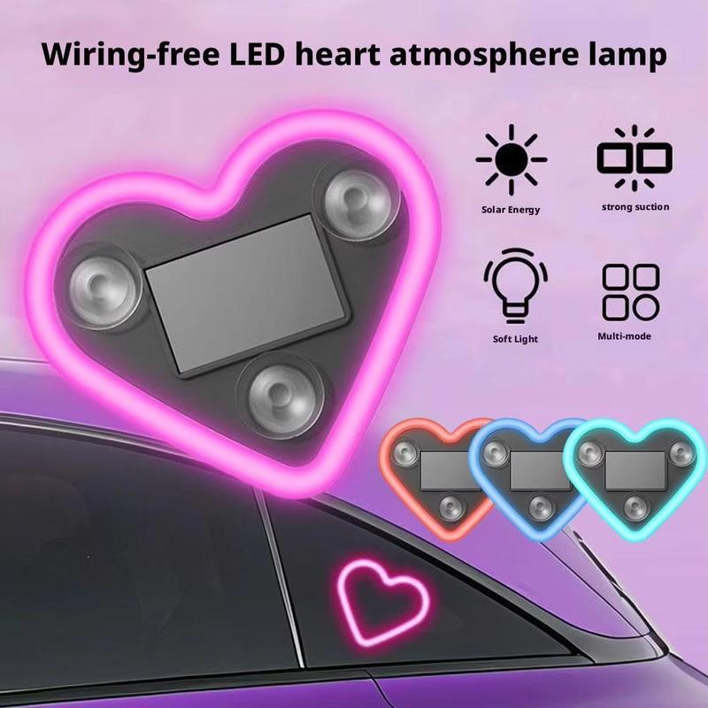 Solar Powered Wireless LED Heart C-Pillar Neon Light