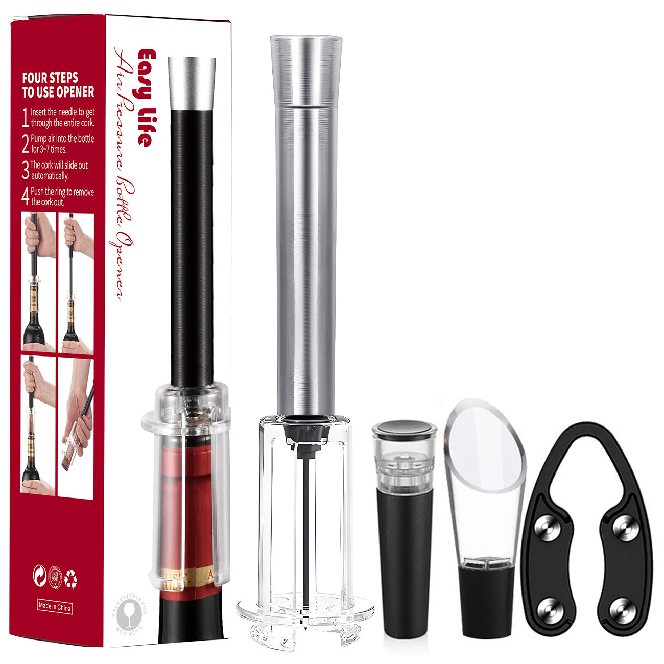 Air Pump Cork Remover Wine Bottle Opener Set