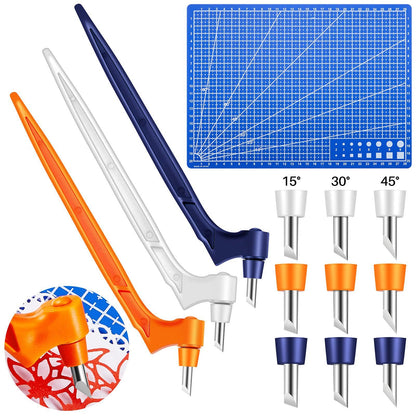 🔥✍️Craft Cutting Tools with 3 Interchangeable Blades (15°/30°/45°)
