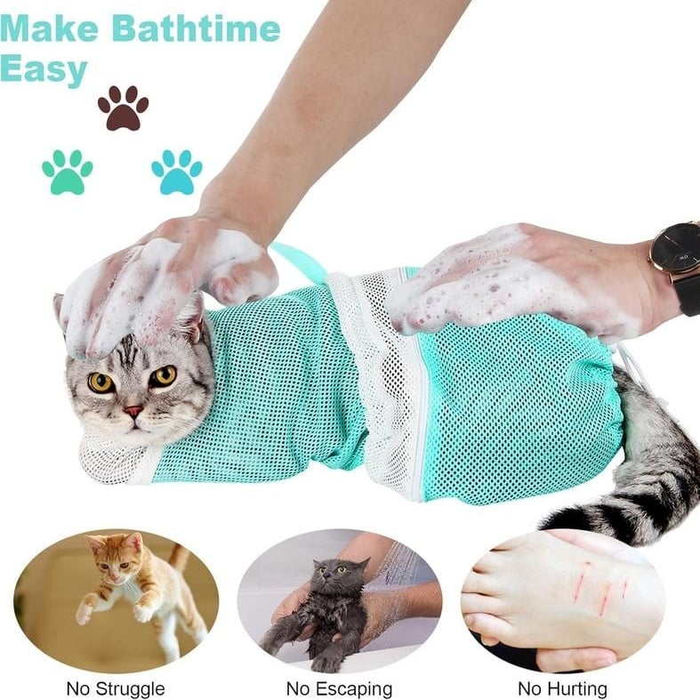 🔥 Upgraded Cat Bathing Bag – Thickened & Anti-Scratch, Breathable Design! 🐾🐱