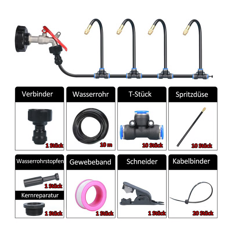 10 m set (10 m hose + 10 nozzles)👍Free shipping
